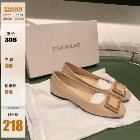 葡萄妈studiolee 3cm内增高~ 经典方扣浅口ol通勤方头单鞋女
