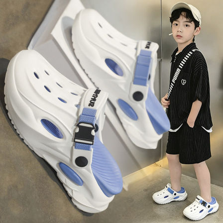 儿童拖鞋男童2026夏季新款小孩洞洞鞋洗澡防滑中大童包头沙滩凉拖
