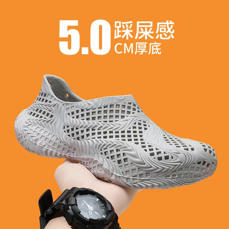 3D打印洞洞鞋男款夏季镂空透气防滑防臭防水沙滩溯溪凉鞋男士网鞋主图