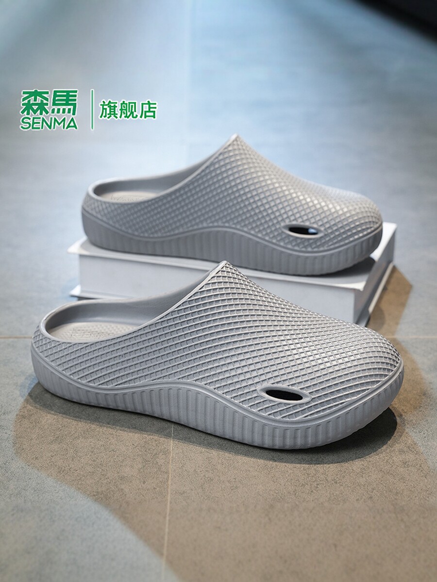 森马洞洞鞋男2026新款夏季外穿运动防滑包头拖鞋3D纹沙滩耐磨凉鞋主图