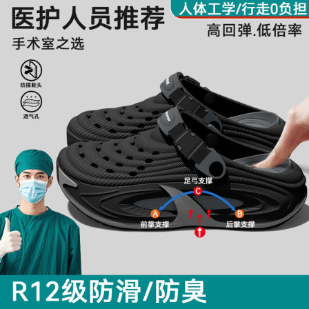 手术室洞洞鞋男款2026新款夏季户外穿沙滩防滑防臭耐磨厚底凉拖男