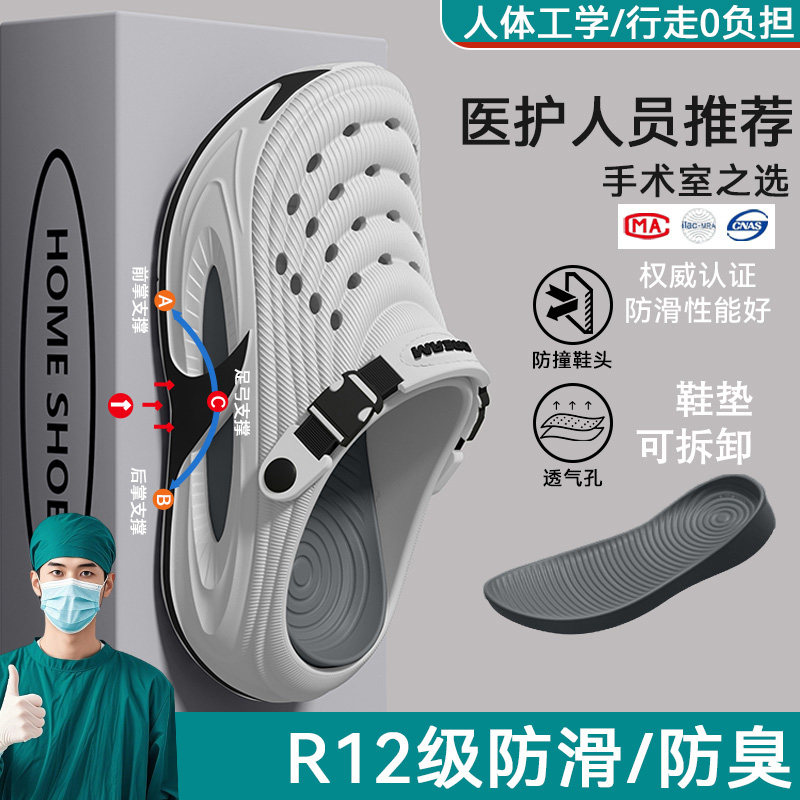 手术室洞洞鞋男款2026新款夏季厚底外穿防滑防臭耐磨大码凉拖男士主图