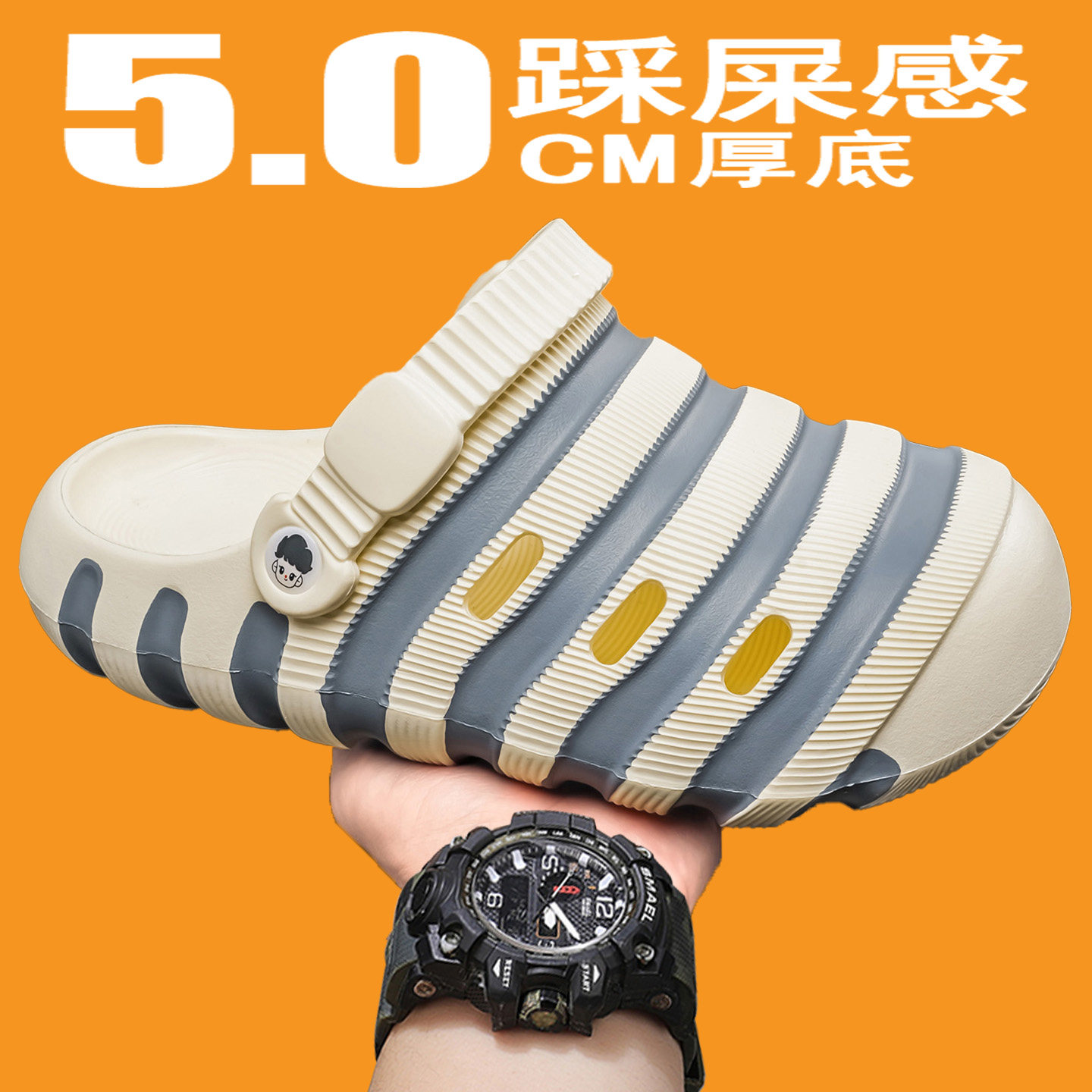 防滑洞洞鞋男2026新款夏季高级休闲沙滩耐磨户外男士开车运动拖鞋主图