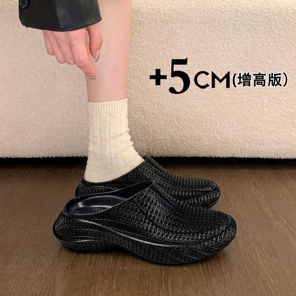 3d打印拖鞋女鞋2026夏季镂空透气凉鞋女士外穿高端休闲洞洞鞋女款主图