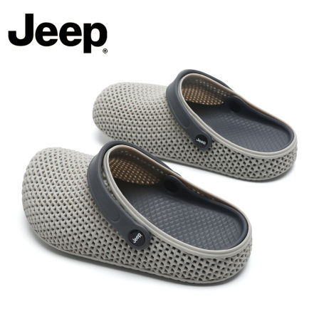 JEEP/吉普洞洞凉拖鞋女款夏外穿防滑厚底3D包头拖情侣两穿沙滩鞋