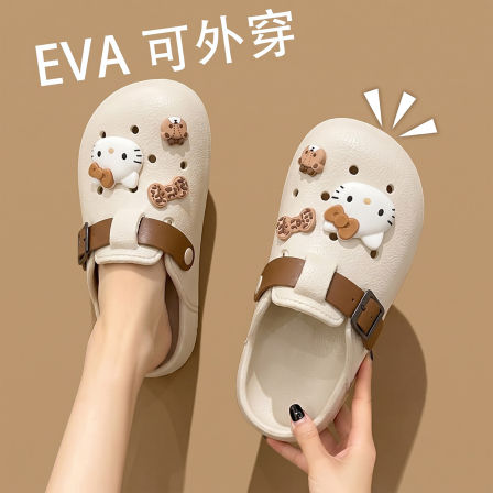 Kitty洞洞拖鞋女款2026夏季新款女生外穿凉鞋EVA防滑包头勃肯拖