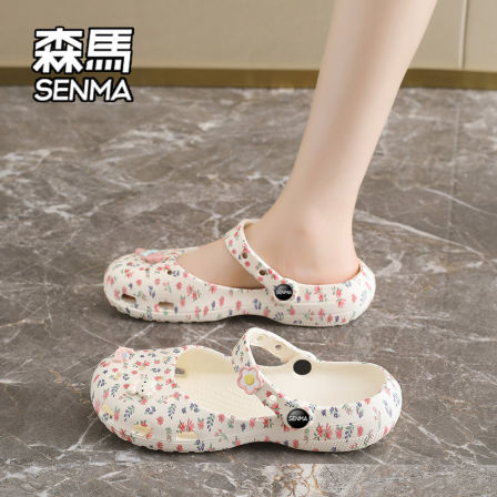 SENMA/森马芭蕾洞洞鞋女夏季外穿厚底防滑包头玛丽珍碎花沙滩凉鞋