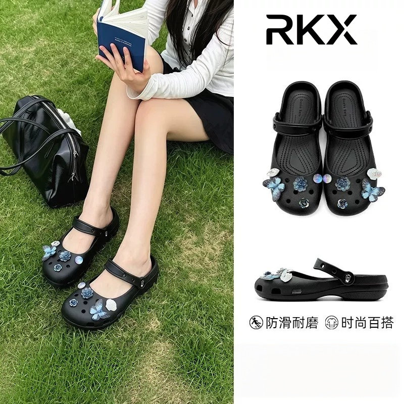洞洞鞋女款2026新款夏季女士外穿玛丽珍凉鞋海边沙滩芭蕾风平底鞋主图