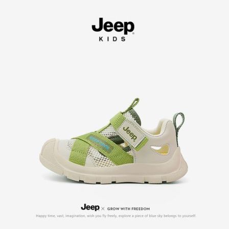 jeep男童凉鞋夏季透气软底防滑镂空包头沙滩鞋儿童时尚运动洞洞鞋