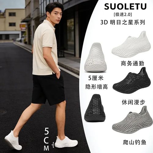 【3D打印款】极速2.0室内外穿运动健身防滑透气洞洞鞋男一脚蹬凉鞋主图