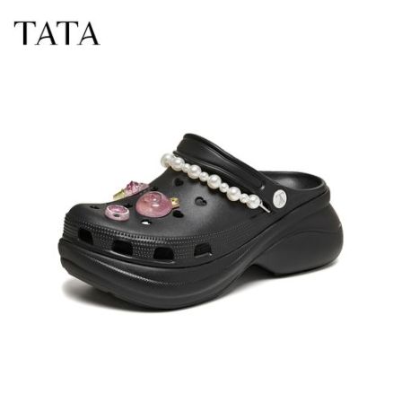TATA/他她商场同款厚底休闲百搭女洞洞鞋CLM01BH6/CLL01BH6