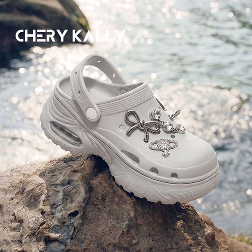 cherykally厚底包头洞洞鞋增高一脚蹬女士流行款鞋子962DD6218主图