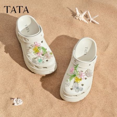 【粉彩风】TATA他她2026夏新款商场同款包头拖鞋厚底洞洞鞋CLL01BH6