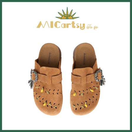 MICartsy配饰车togo系列手工钉珠棕色洞洞鞋