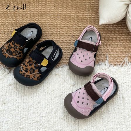 「Z CHILL」【小豹子】防污超纤皮女小童洞洞鞋软底包头凉鞋BX6390