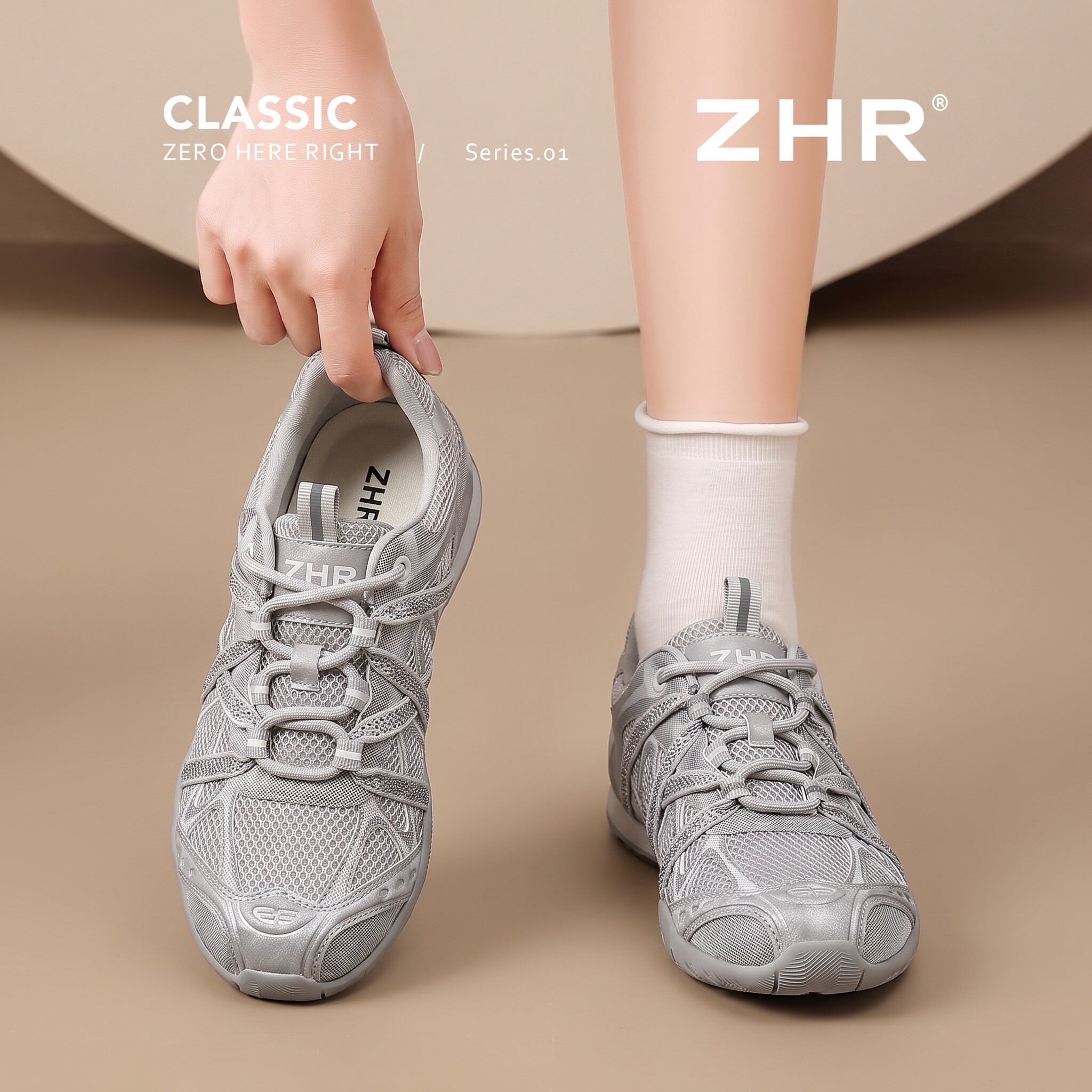 ZHR则则银色老爹鞋女款2026新款秋季厚底户外慢跑鞋透气休闲鞋子主图