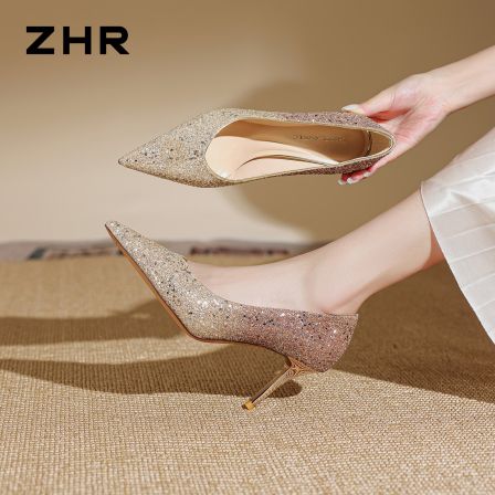 ZHR则则法式细跟高跟鞋女2026秋季新款气质尖头宴会鞋不累脚婚鞋