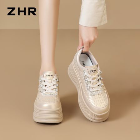 ZHR则则厚底水钻小白鞋女2026秋新款复古休闲板鞋软底百搭松糕鞋