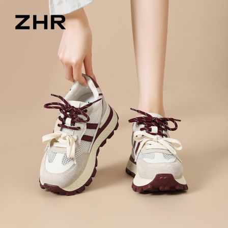 ZHR则则网面德训鞋女2026夏季新款户外透气运动鞋厚底增高阿甘鞋