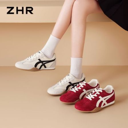 ZHR/则则真皮阿甘鞋女夏秋季新款内增高透气红色休闲运动德训鞋Z