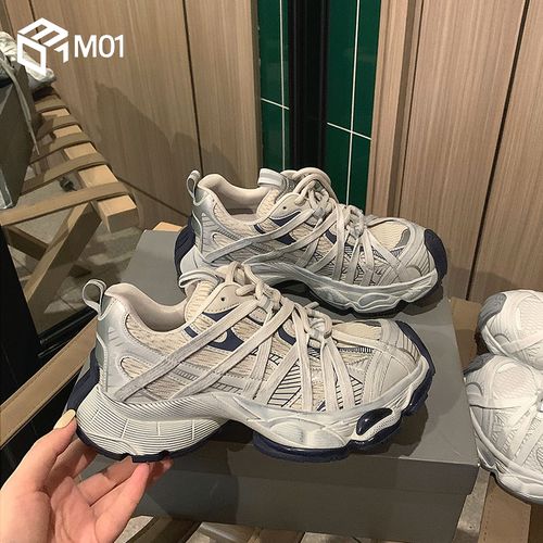 M01新品春夏款4CM减震厚底2026网布女士时尚百搭轻型运动老爹鞋主图