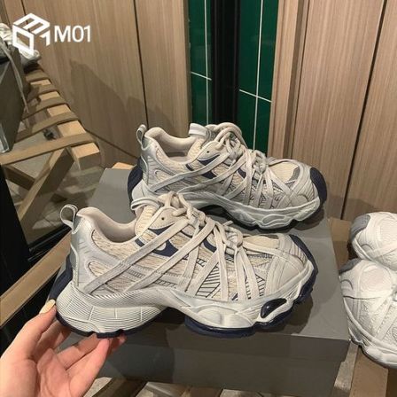 M01新品春夏款4CM减震厚底2026网布女士时尚百搭轻型运动老爹鞋