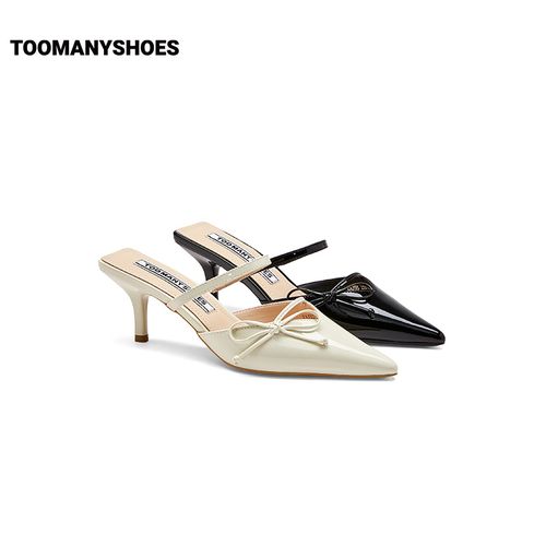 达】Toomanyshoes女鞋时尚主编法式浪漫简约蝴蝶结高跟凉鞋拖鞋主图