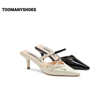 达】Toomanyshoes女鞋时尚主编法式浪漫简约蝴蝶结高跟凉鞋拖鞋