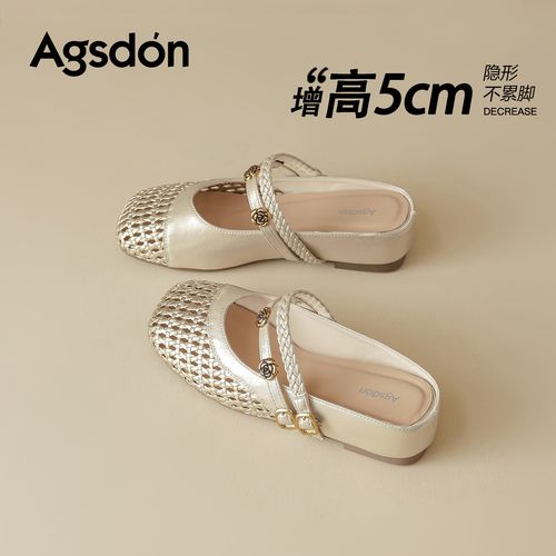奥古狮登编织包头拖鞋女2026夏季新款镂空透气玛丽珍鞋一脚蹬凉鞋主图