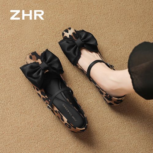ZHR/则则玛丽珍鞋女夏秋新款法式蝴蝶结方头晚晚风时尚百搭单鞋Z主图