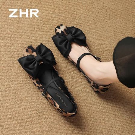 ZHR/则则玛丽珍鞋女夏秋新款法式蝴蝶结方头晚晚风时尚百搭单鞋Z