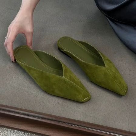 羊皮版~韩版时尚温柔气质外穿凉拖鞋女一脚蹬舒适外穿通勤半拖鞋