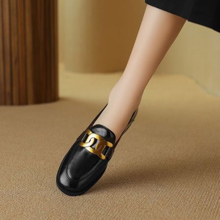 2CM2026新款春秋单鞋女鞋皮鞋一脚蹬百搭女士真皮平底单鞋