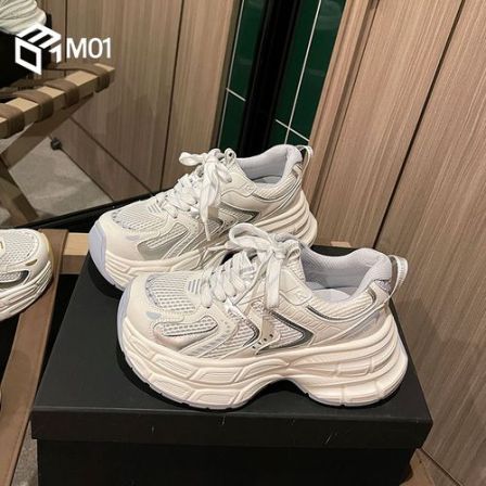 M01时尚百搭新品2026夏季款轻型6.5CM减震厚底透气网布女士老爹鞋