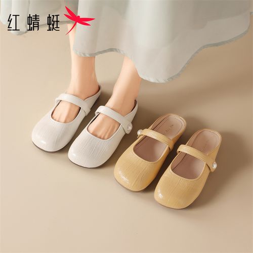 红蜻蜓2026法式包头半拖鞋女夏外穿新款一脚蹬玛丽珍单鞋平底沙滩主图