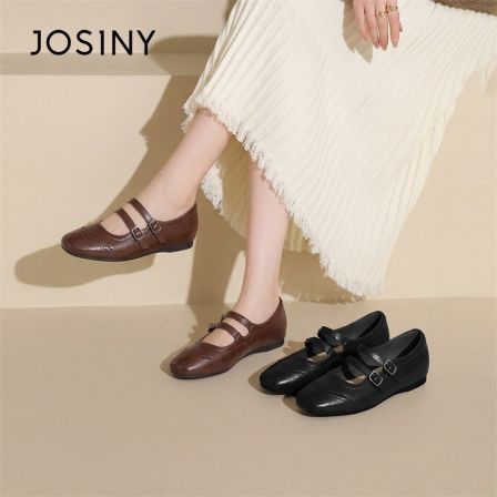 卓诗尼2026新款复古浅口玛丽珍女鞋尖头低跟百搭舒适通勤秋季单鞋