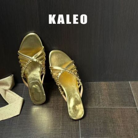 月月cherishKALEO 法式温柔编织露趾低跟凉拖女夏季外穿百搭气质优雅凉鞋 3cm