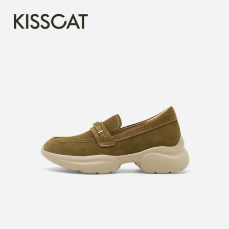 接吻猫【轻氧】6.5cm厚底乐福鞋秋新轻便舒适增高长腿鞋K76549A-55