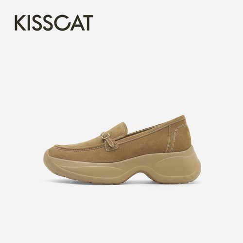 接吻猫【焦糖栗子】6.5cm厚底长腿鞋26早秋新老钱乐福鞋K76368A-51主图