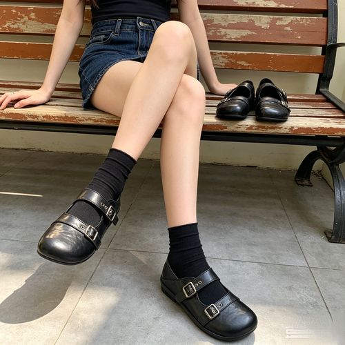 大金波哥大码女鞋40-43码305真皮舒适休闲洋气平底复古玛丽珍鞋主图