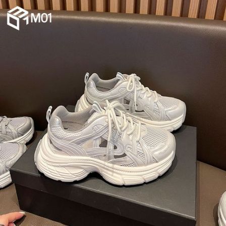 M01时尚百搭2026新品夏季款4.5CM减震厚底女士网布轻型运动老爹鞋