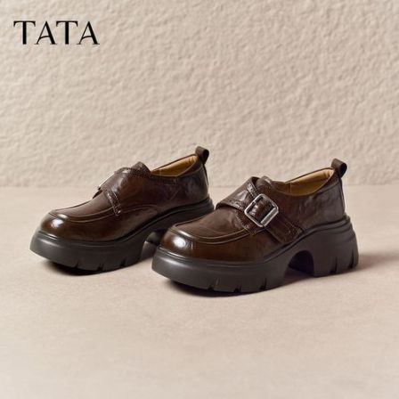 TATA他她2026秋季新款复古学院风时尚休闲厚底女鞋乐福鞋CRR01CM6
