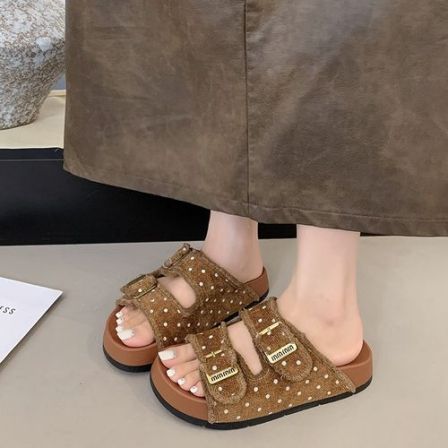 UHCK厚底松糕勃肯凉拖鞋女2026新款夏季外穿甜美百搭皮带扣防滑沙