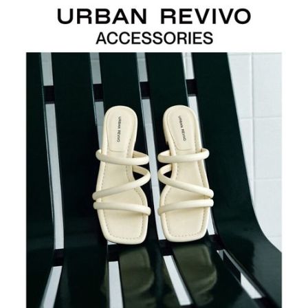 URBAN REVIVO2026夏季新款女士纯色简约露趾拖鞋UAWS60063