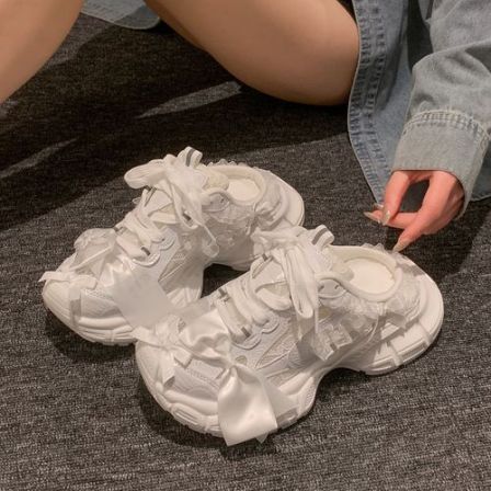 贾不假包头半拖鞋女2026新款夏季外穿懒人一脚蹬蝴蝶结厚底增高鞋