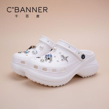 C.BANNER/千百度超厚底洞洞鞋女夏季外穿增高舒适轻便透气不闷