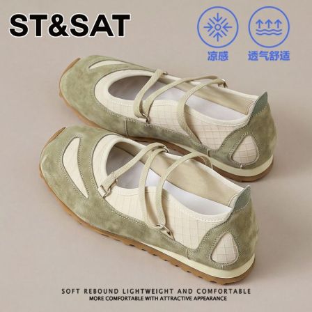 星期六复古芭蕾风玛丽珍鞋女2026夏季新款交叉绑带软底舒适平底鞋