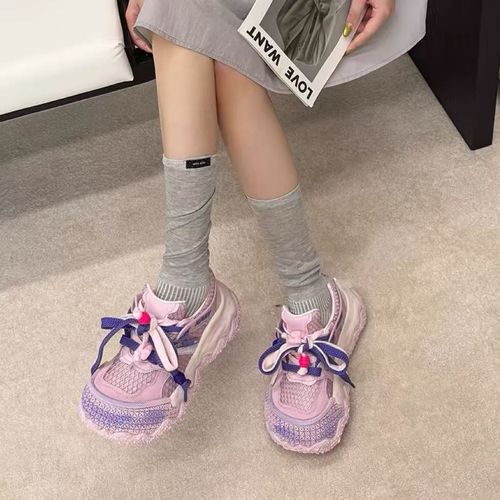 真皮网面羊垫设计师款老爹女鞋｜标准尺码｜636-101主图