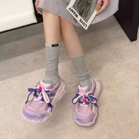 真皮网面羊垫设计师款老爹女鞋｜标准尺码｜636-101