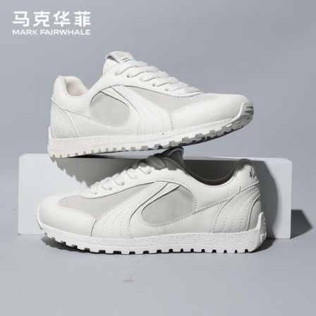 马克华菲小白鞋男鞋百搭新款冬季百搭软底德训鞋高级真皮休闲鞋男